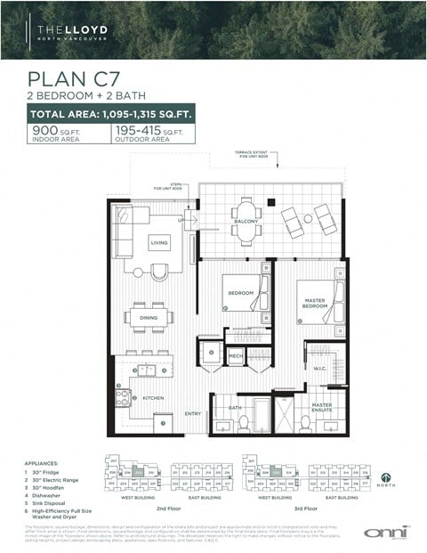 Floor plan for 2 beds, 2 baths, 903 sqft
